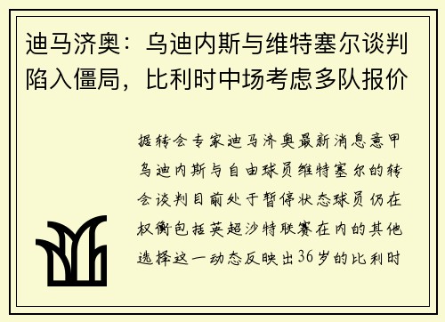 迪马济奥：乌迪内斯与维特塞尔谈判陷入僵局，比利时中场考虑多队报价